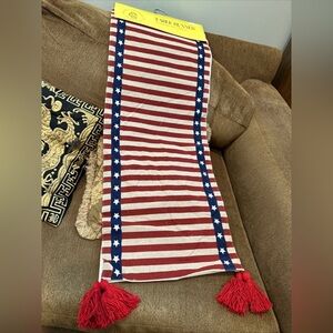 New Americana Table Runner Rustic Flag July 4th Cotton 14”x 72”